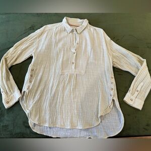 Anthropologie Yellow Popover Shirt .. sz Large